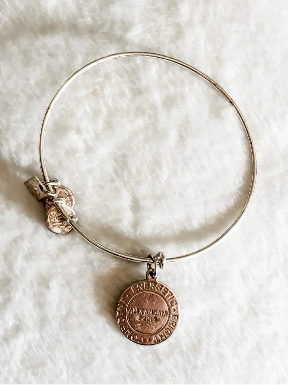 Alex and Ani Zest For Life Charm  Bangle Bracelet - Silver & Yellow
